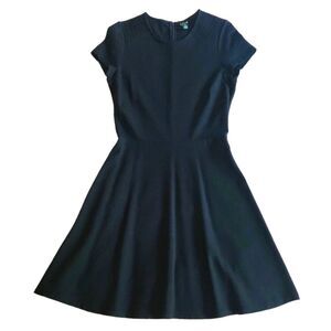 C. Wonder Tory‎ Burch Dress Black Fit Flare Short Sleeve Embroidered Quilted S